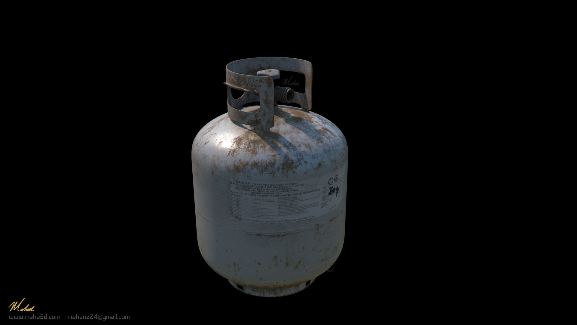 Rusty Propane gas cylinder 3D model_7
