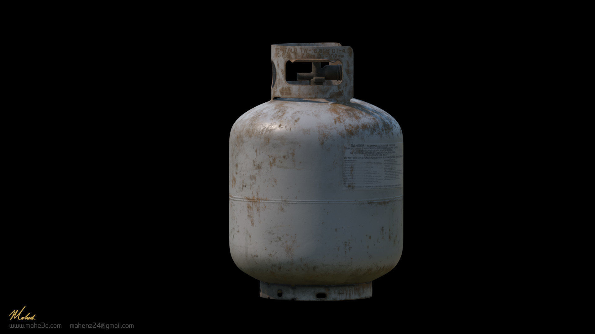 Rusty Propane gas cylinder 3D model_6