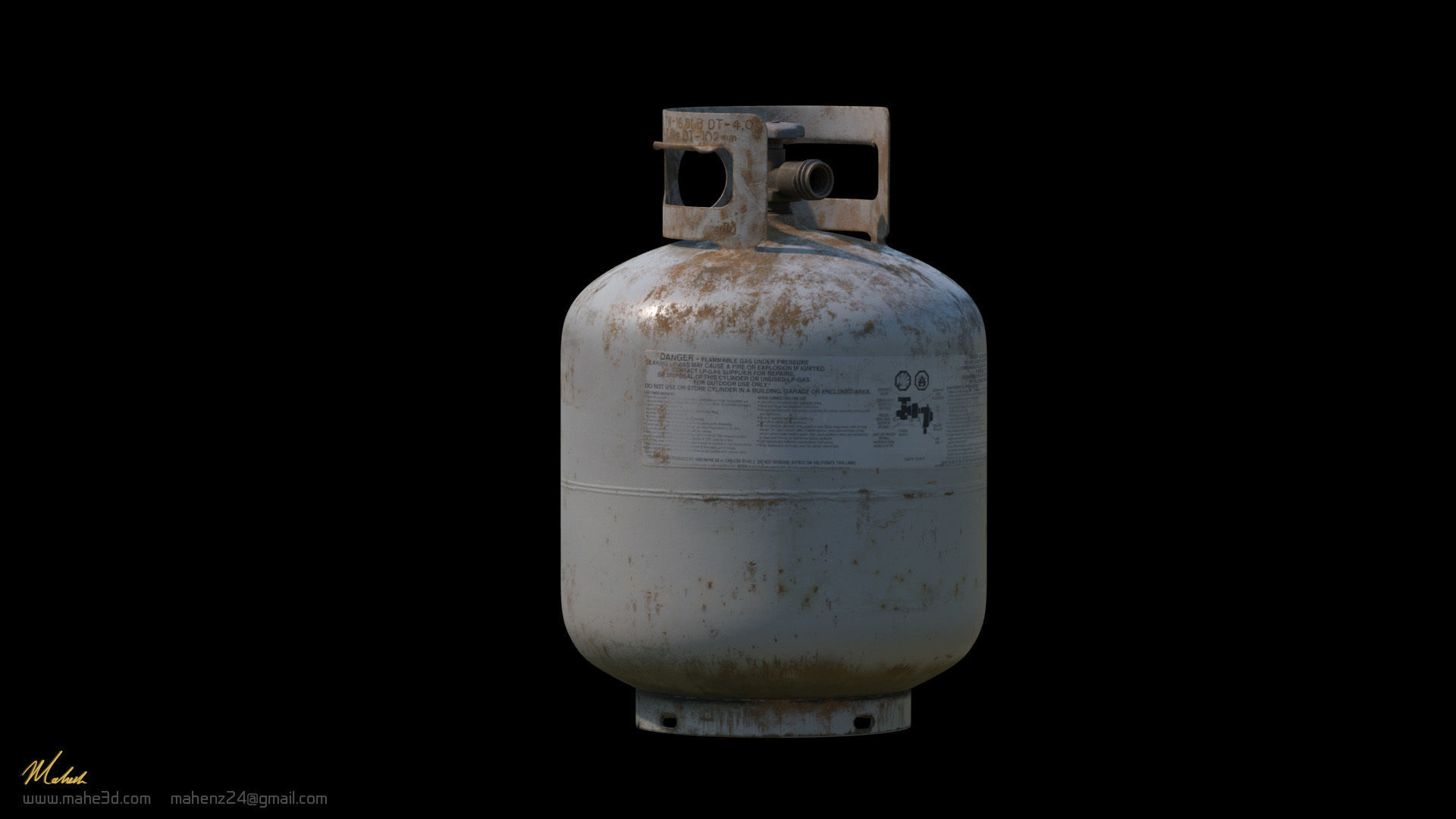 Rusty Propane gas cylinder 3D model_2