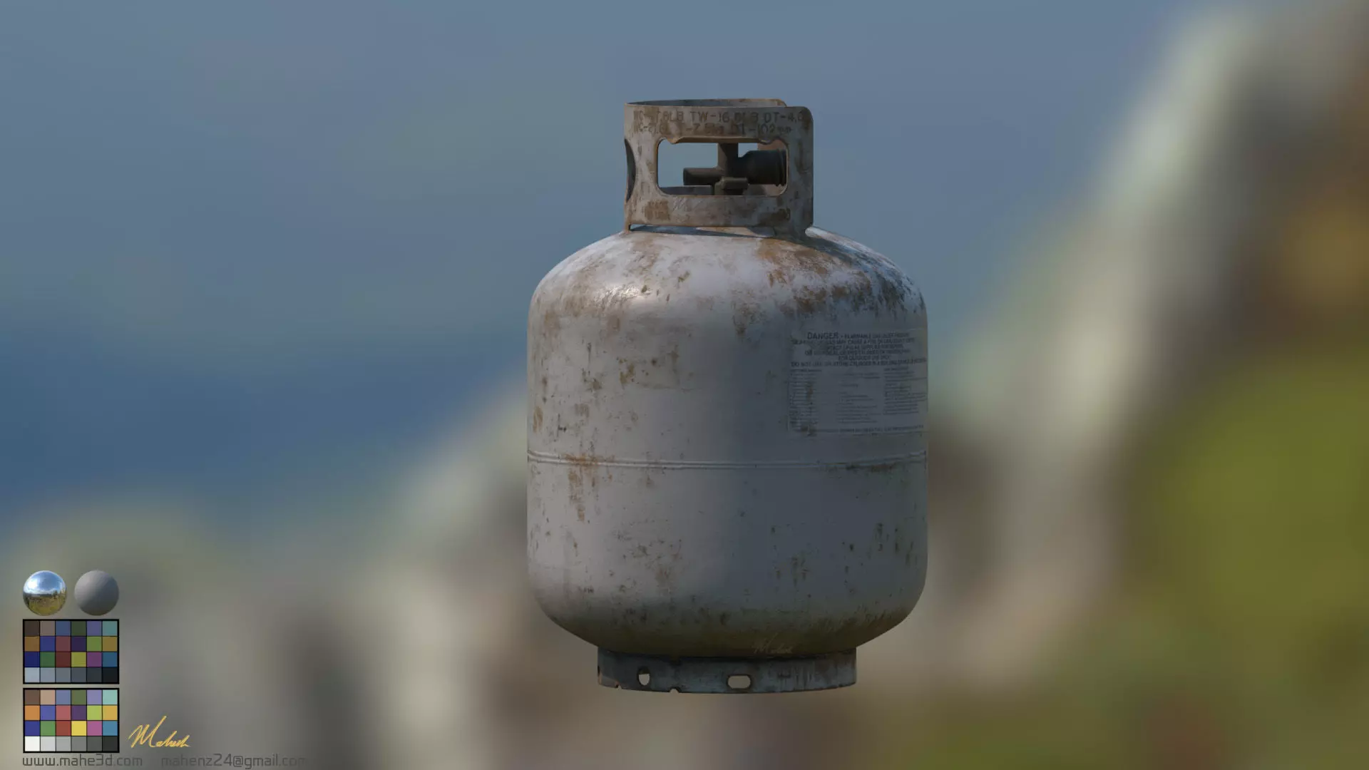 Rusty Propane gas cylinder 3D model_0