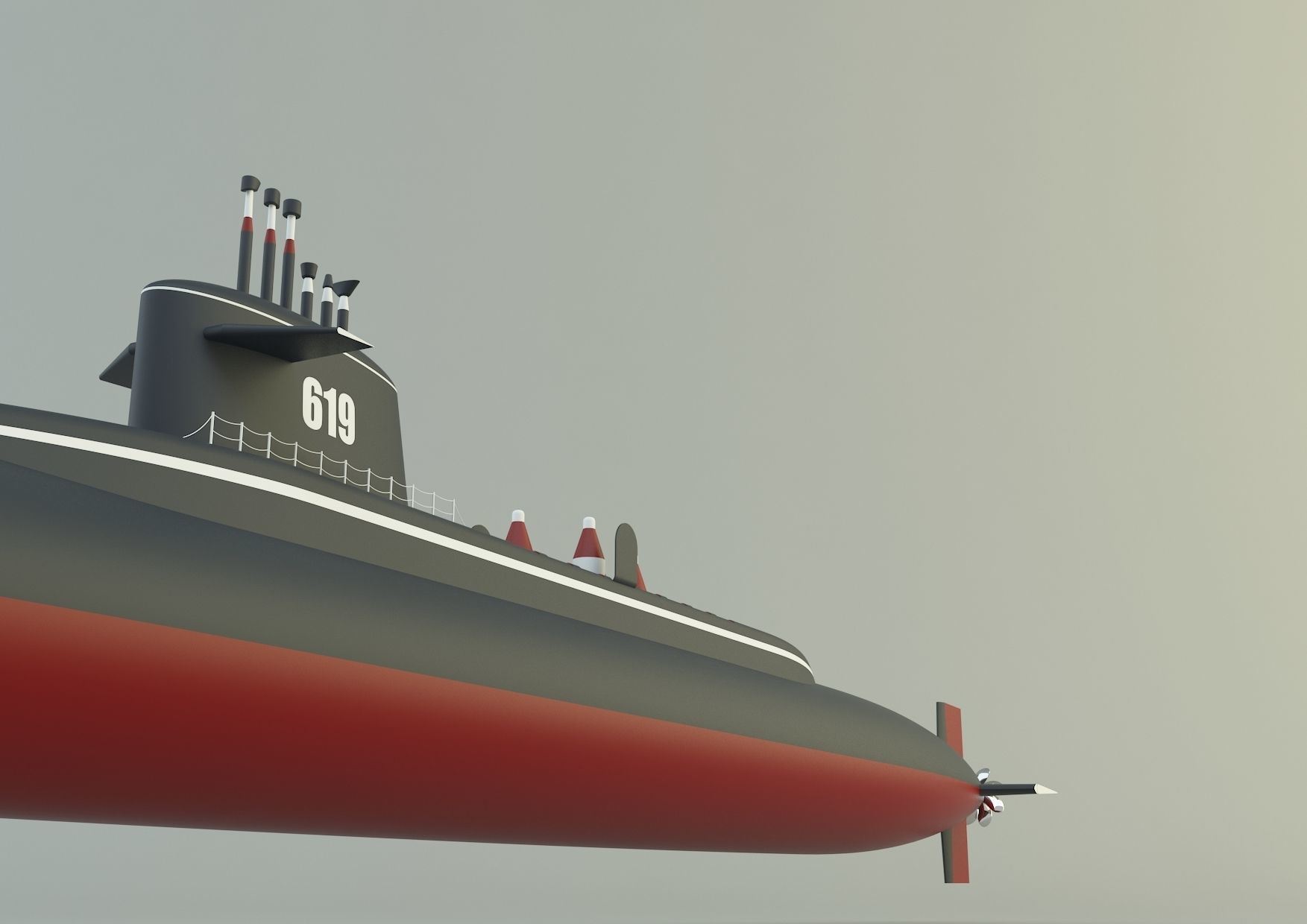 Andrew Jackson SSBN 619 military submarine model 3D model_1