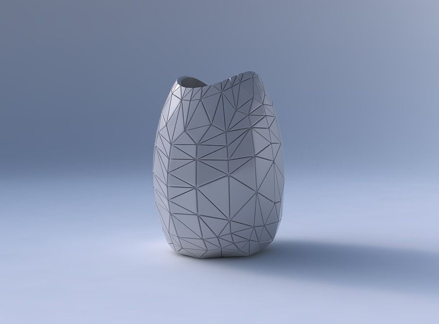 Bowl compressed with random triangle plates 3D print model_4