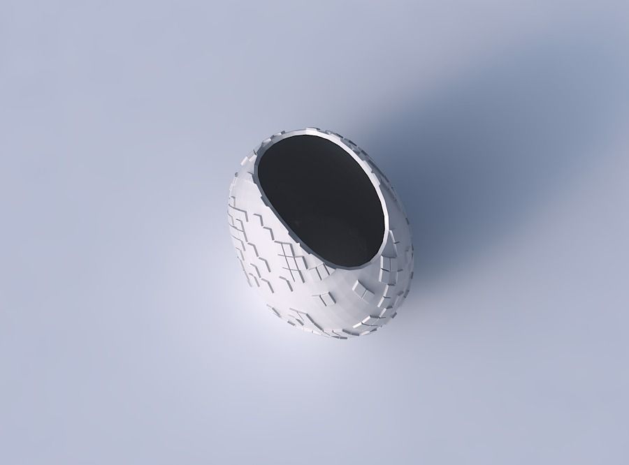 Bowl compressed with scattered diagonal grid plates 3D print model_2