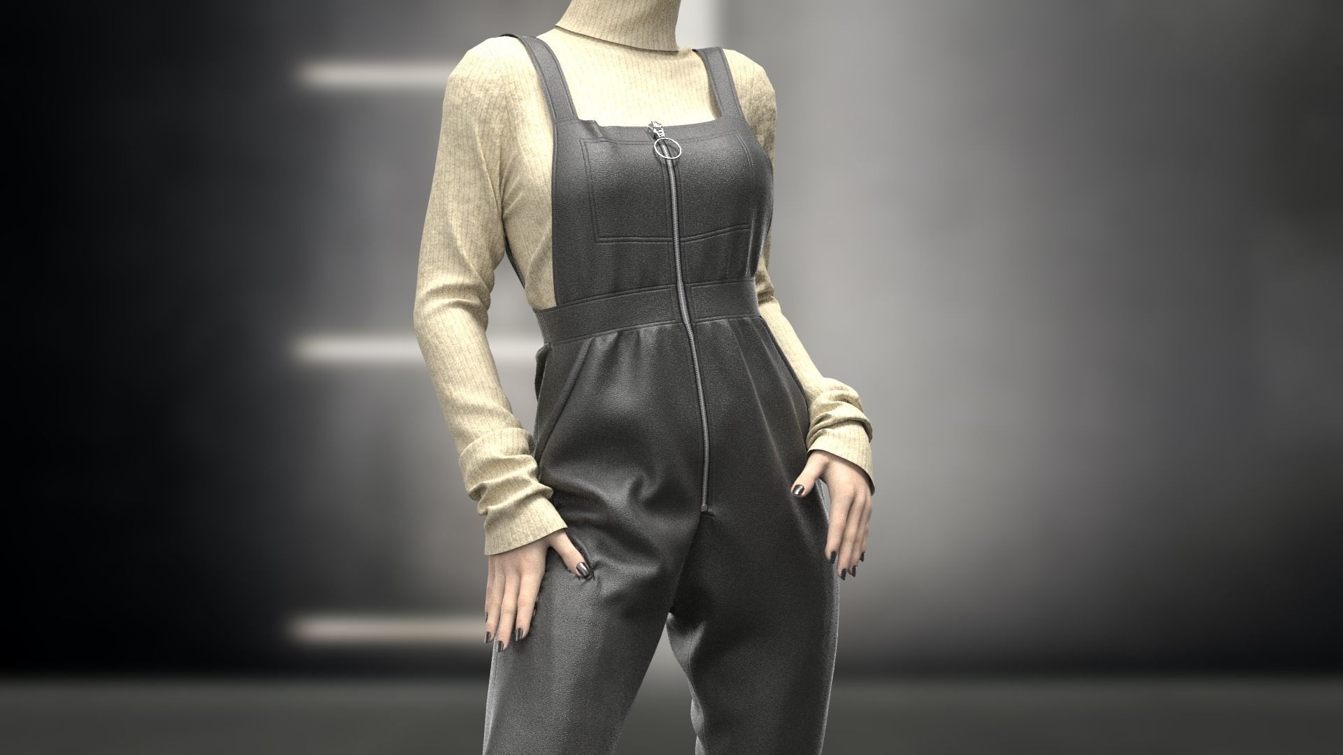 Female Overalls  3D model_1