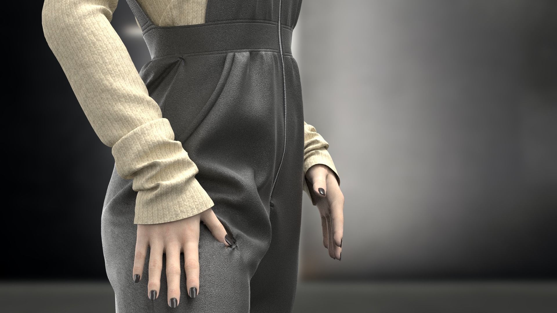 Female Overalls  3D model_6