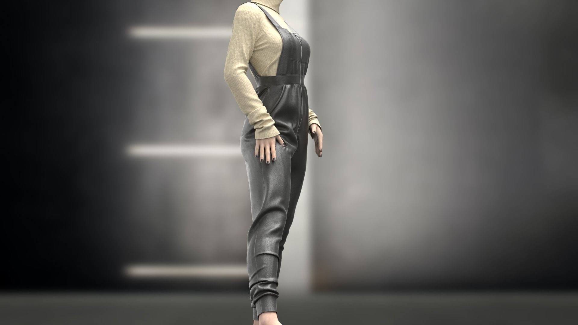 Female Overalls  3D model_7