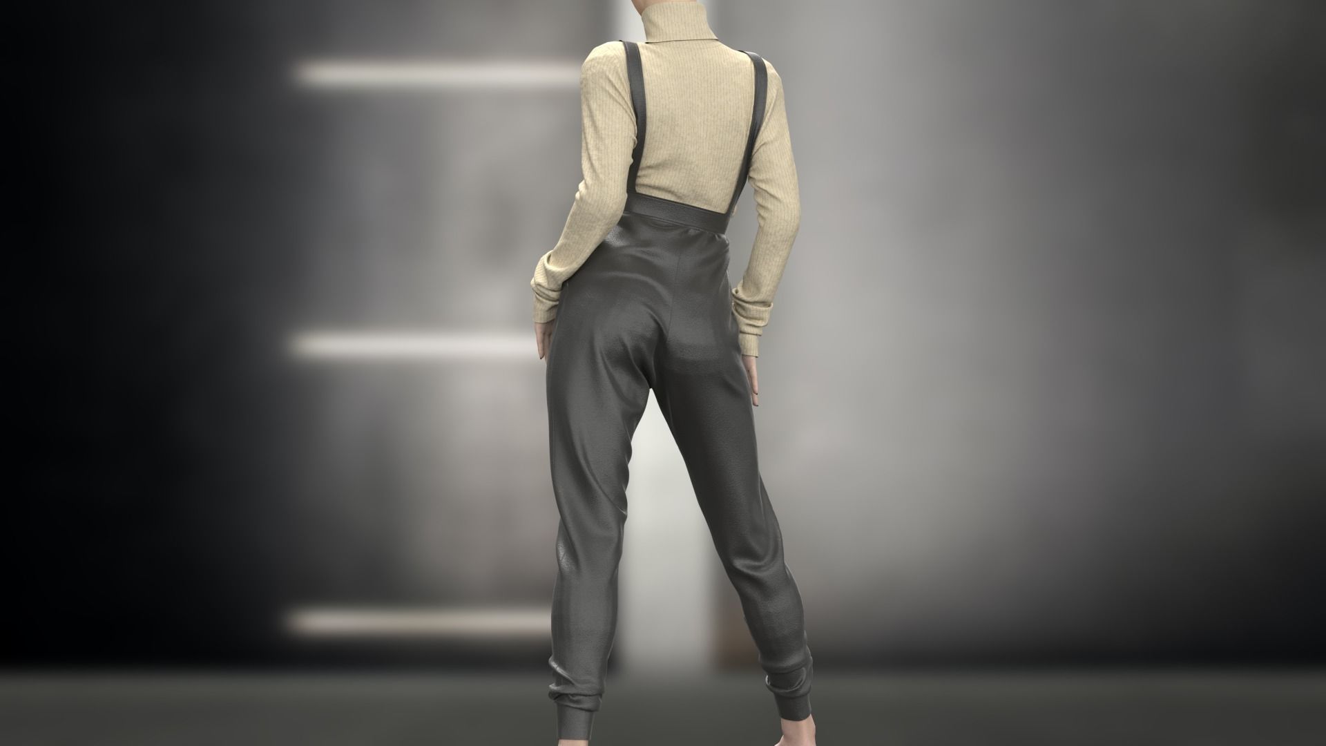 Female Overalls  3D model_3