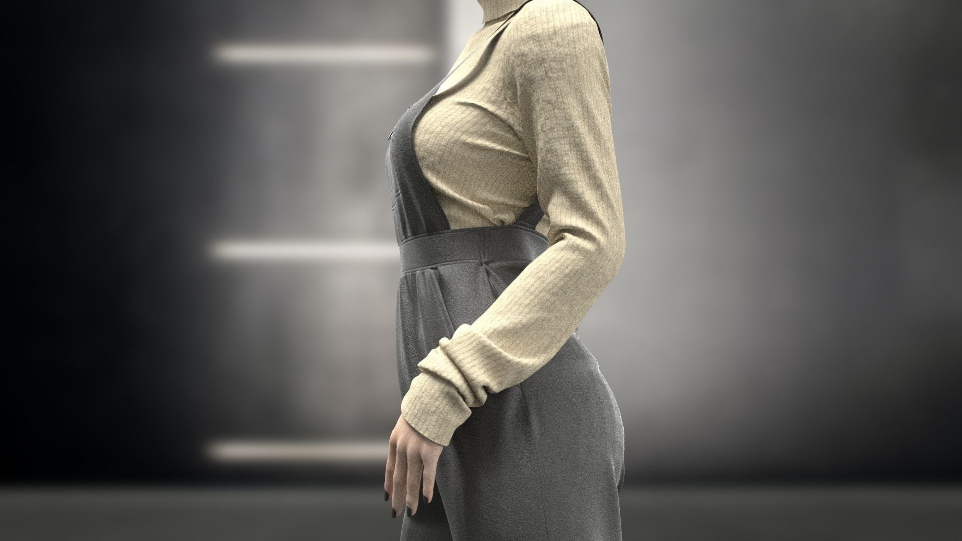 Female Overalls  3D model_4