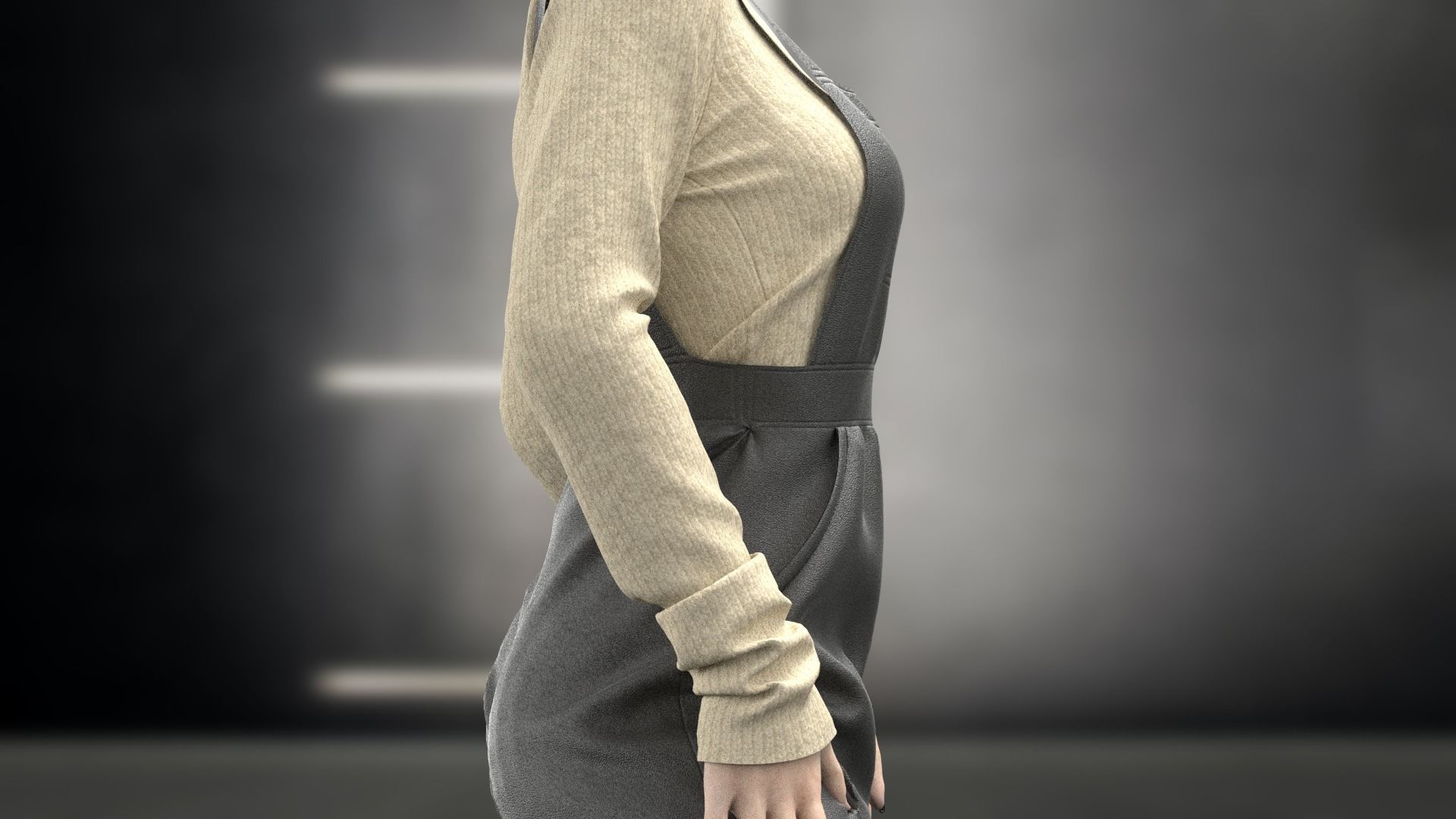 Female Overalls  3D model_2