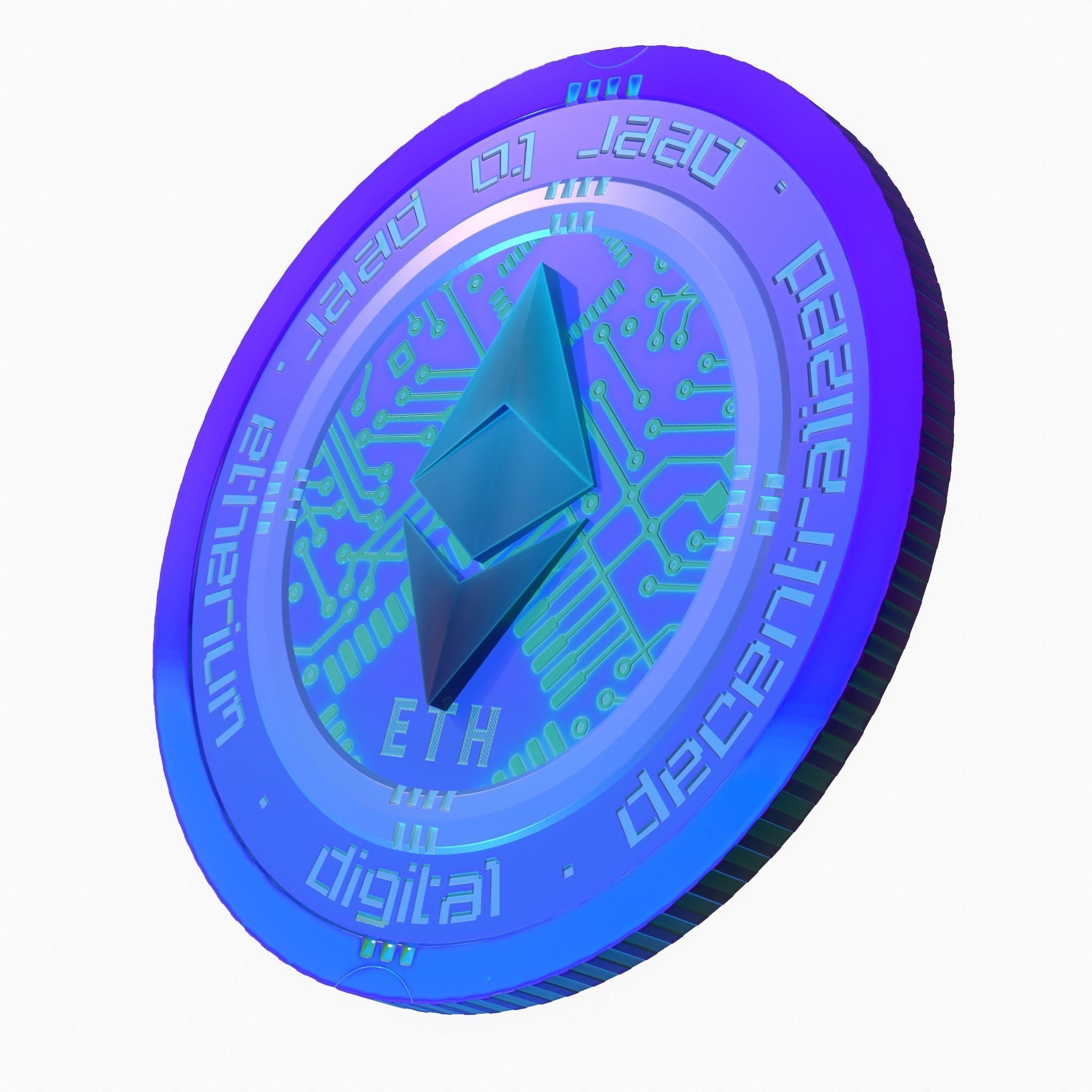 Ethereum Cryptocurrency Coin Low-poly 3D model_3