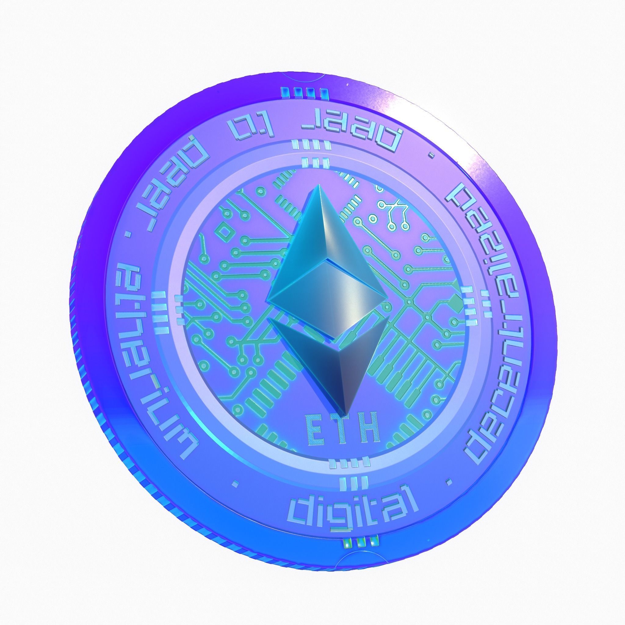Ethereum Cryptocurrency Coin Low-poly 3D model_2