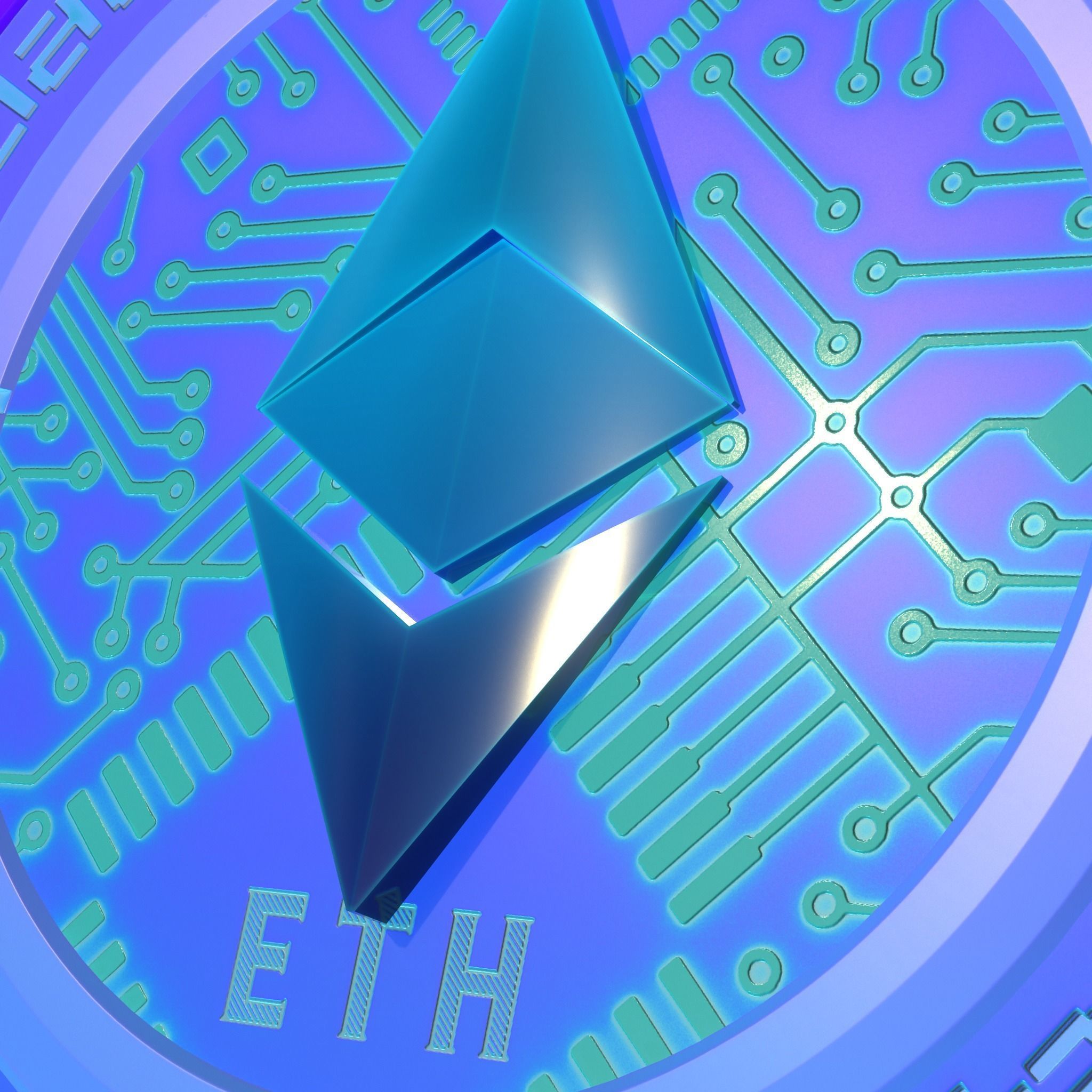 Ethereum Cryptocurrency Coin Low-poly 3D model_4