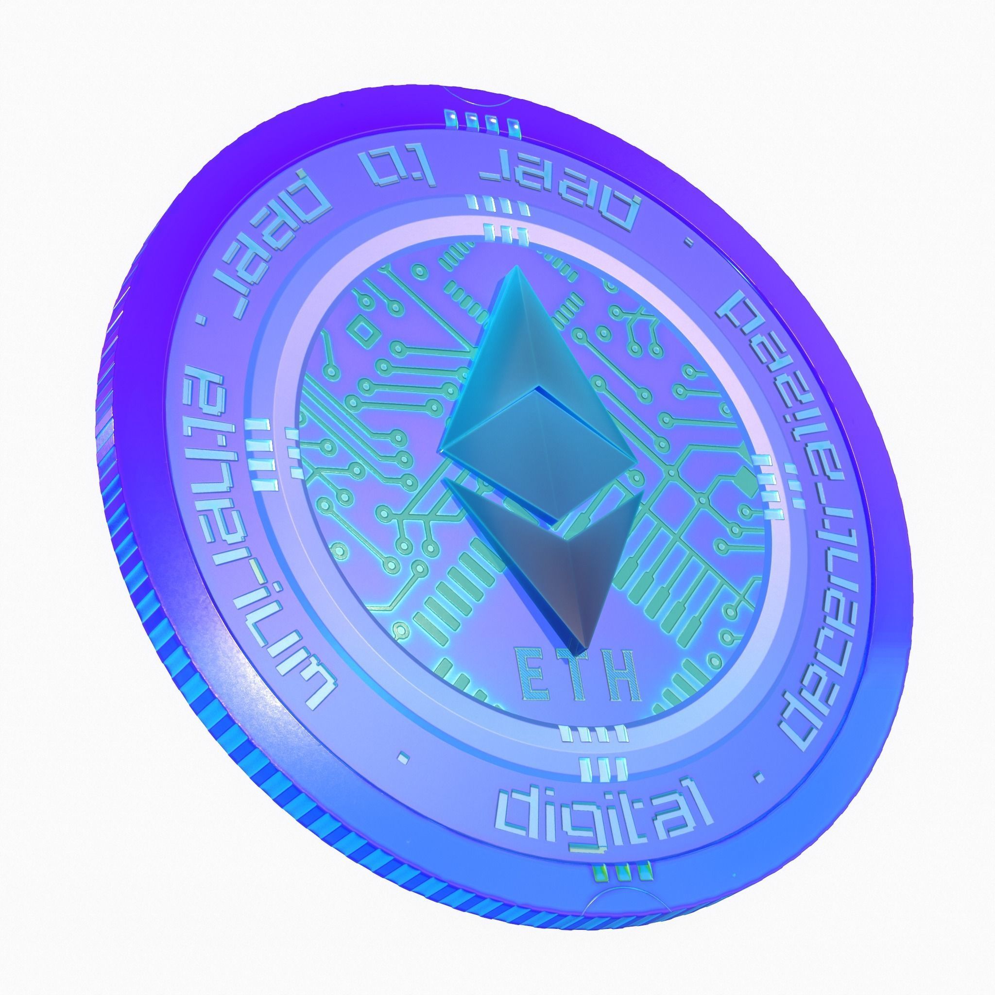 Ethereum Cryptocurrency Coin Low-poly 3D model_1