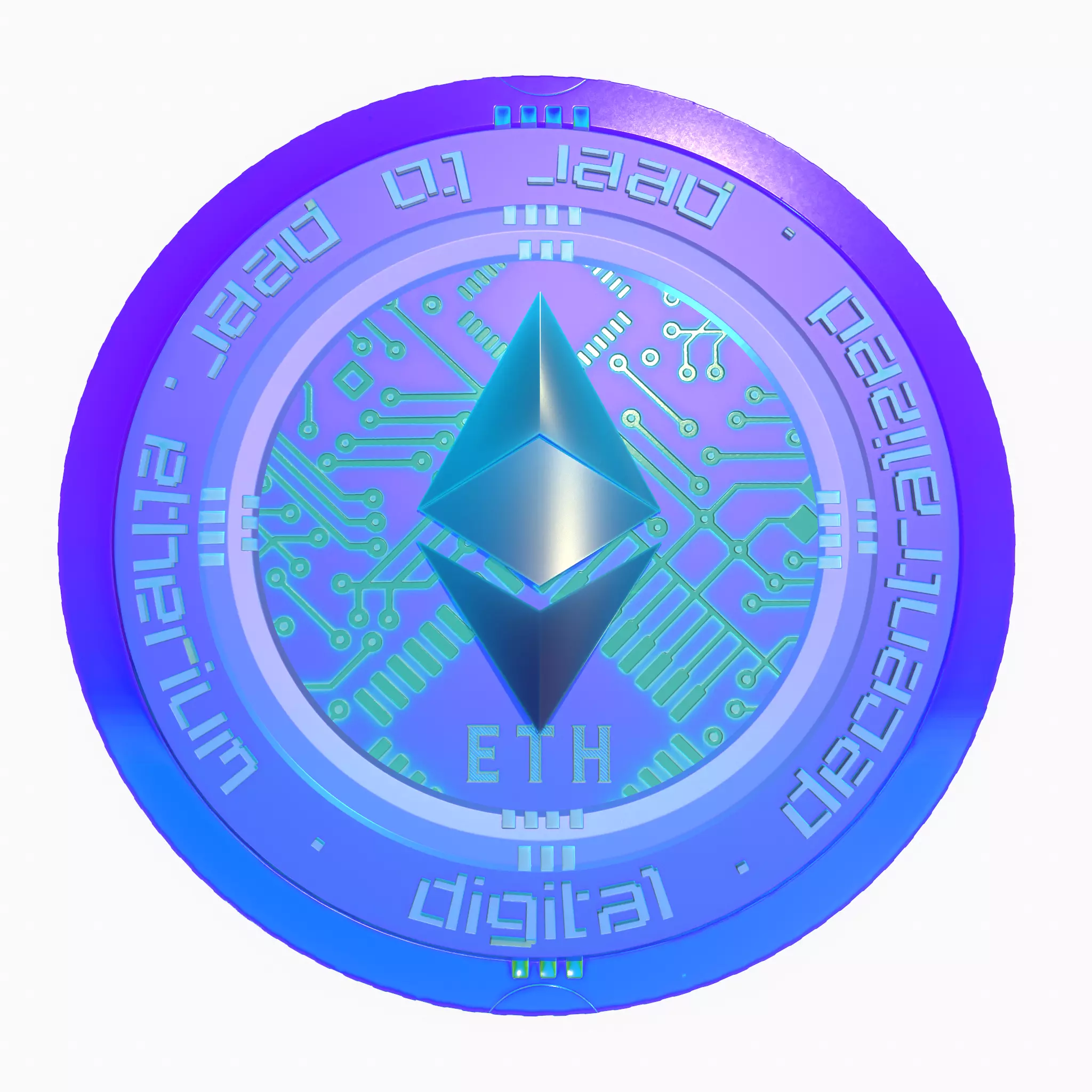 Ethereum Cryptocurrency Coin Low-poly 3D model_0