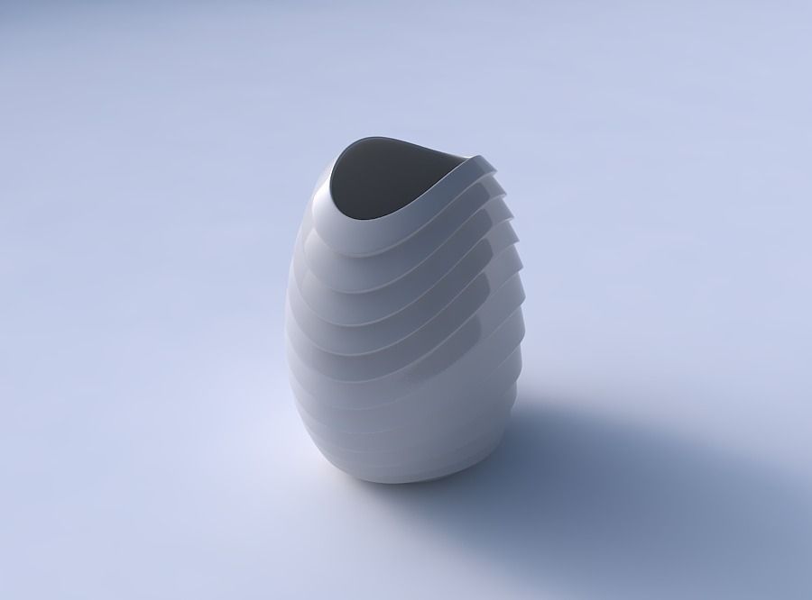 Bowl compressed with horizontal inverted layers 3D print model_3