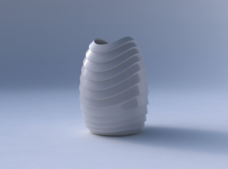 Bowl compressed with horizontal inverted layers 3D print model_4