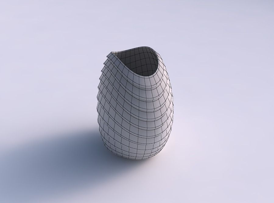 Bowl compressed with horizontal inverted layers 3D print model_5