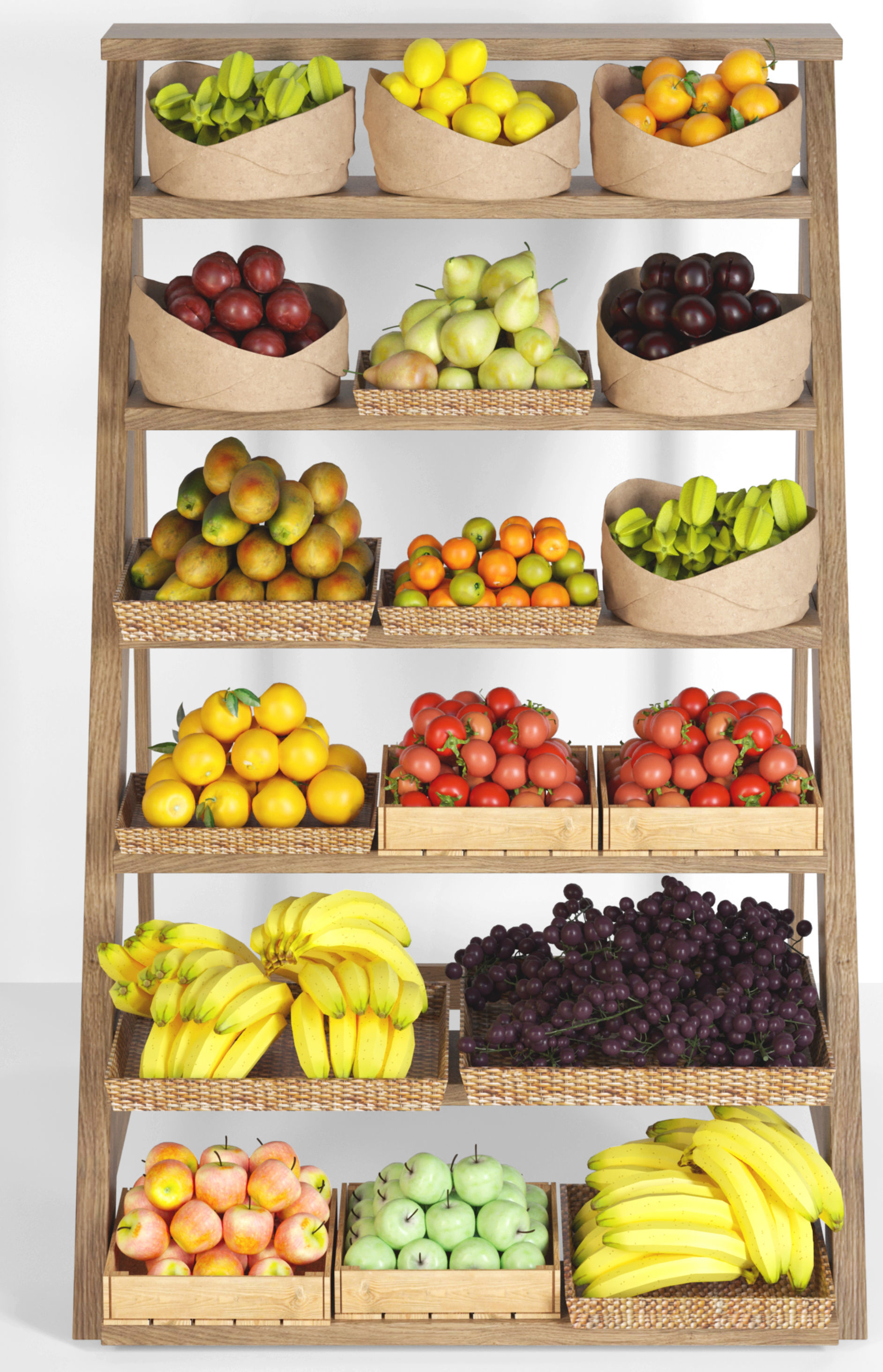 Showcase with fruits and vegetables 3D model_2