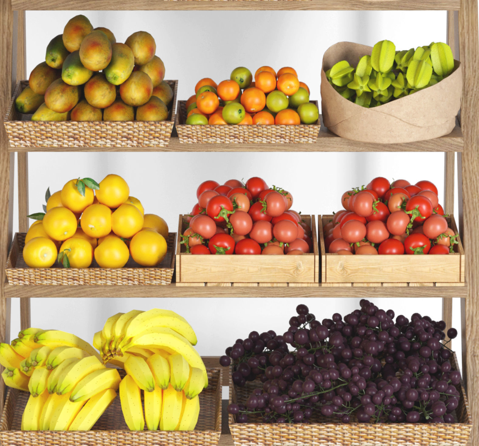 Showcase with fruits and vegetables 3D model_4