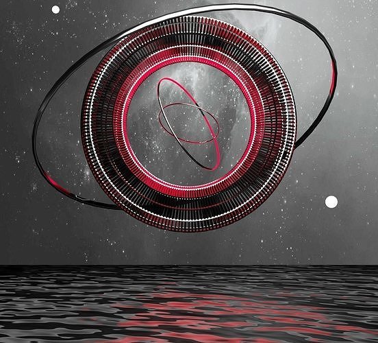 a scifi model of rings rotating  Low-poly 3D model