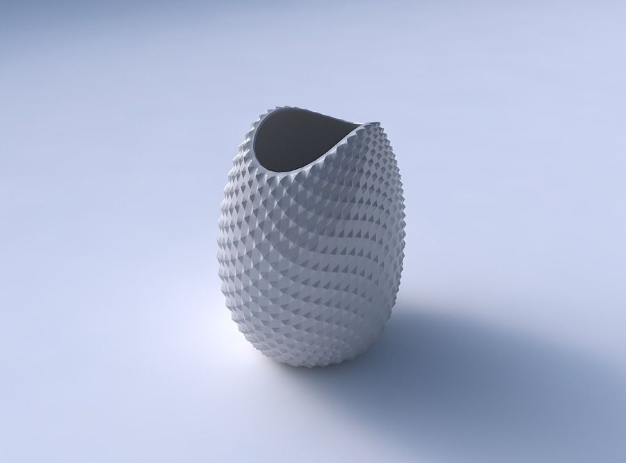 Bowl compressed with grid piramides 3D print model_3