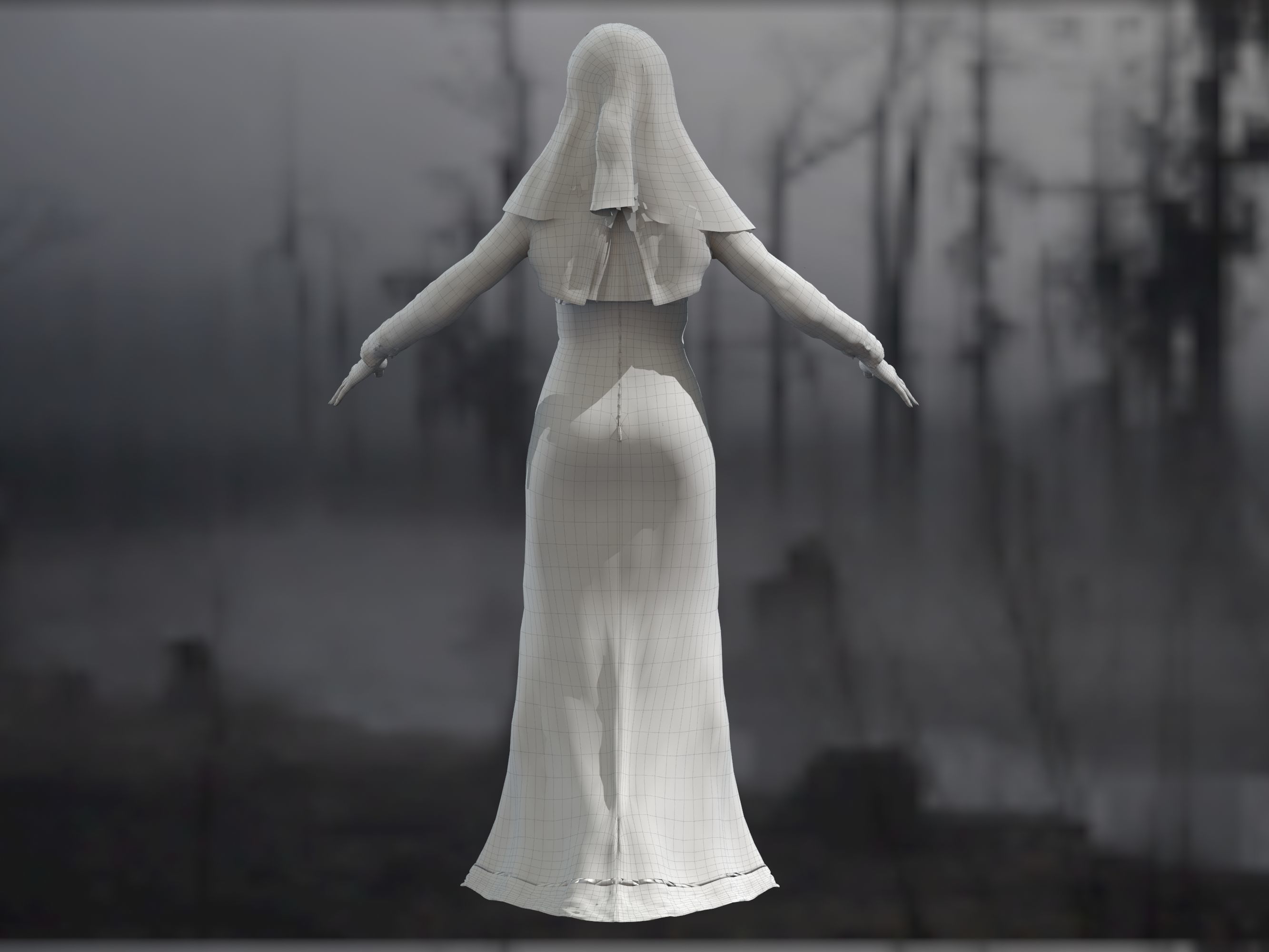 Vampire girl Low-poly 3D model_20