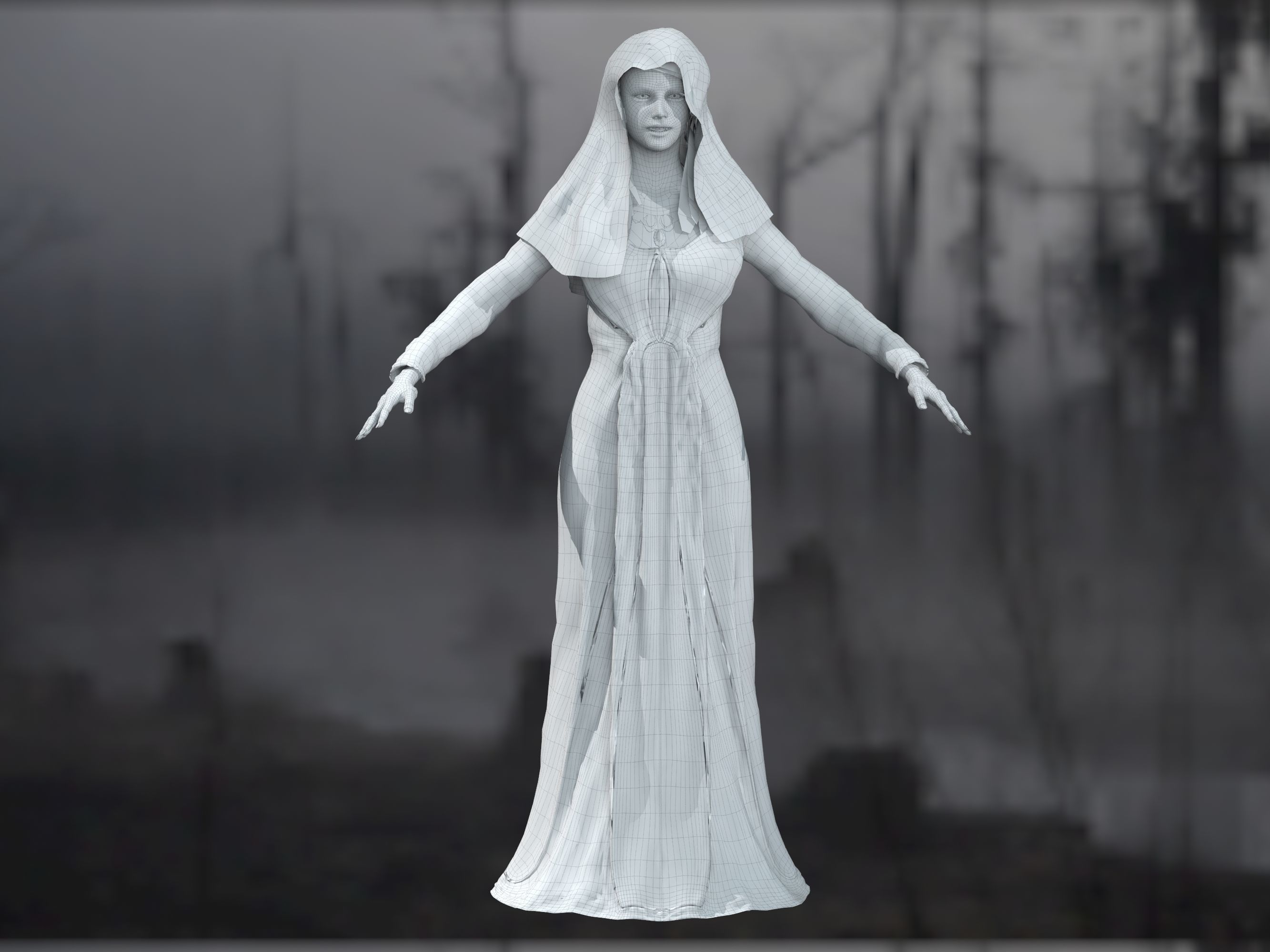 Vampire girl Low-poly 3D model_21