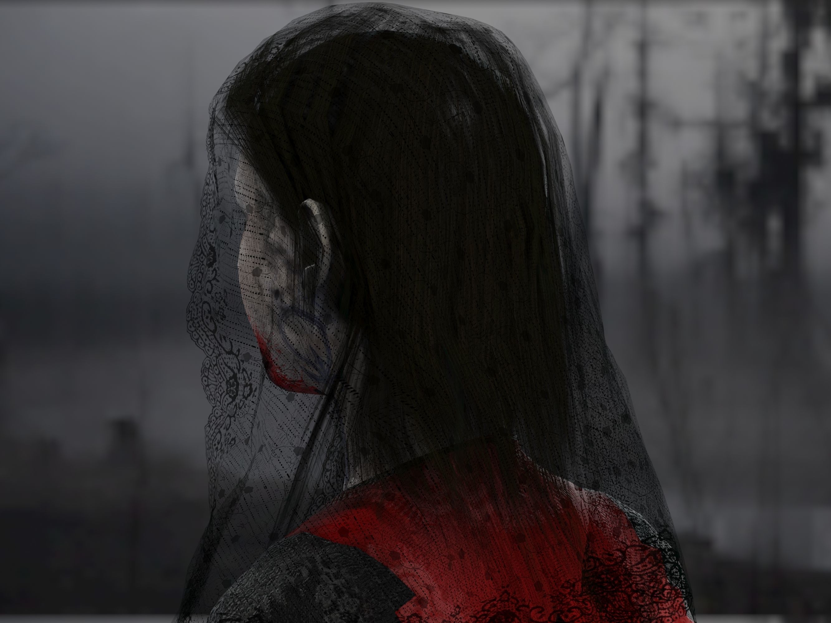 Vampire girl Low-poly 3D model_19