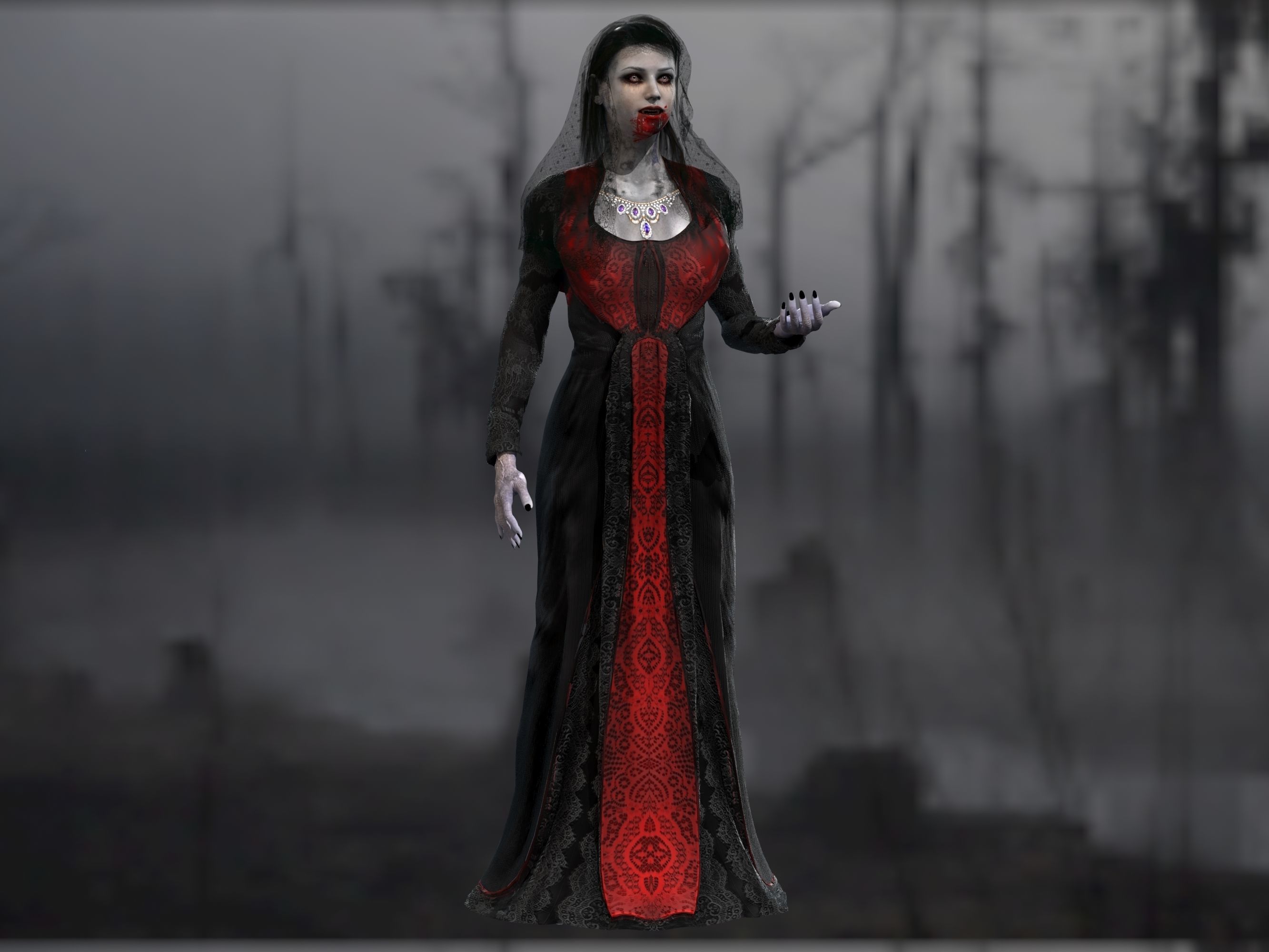 Vampire girl Low-poly 3D model_13