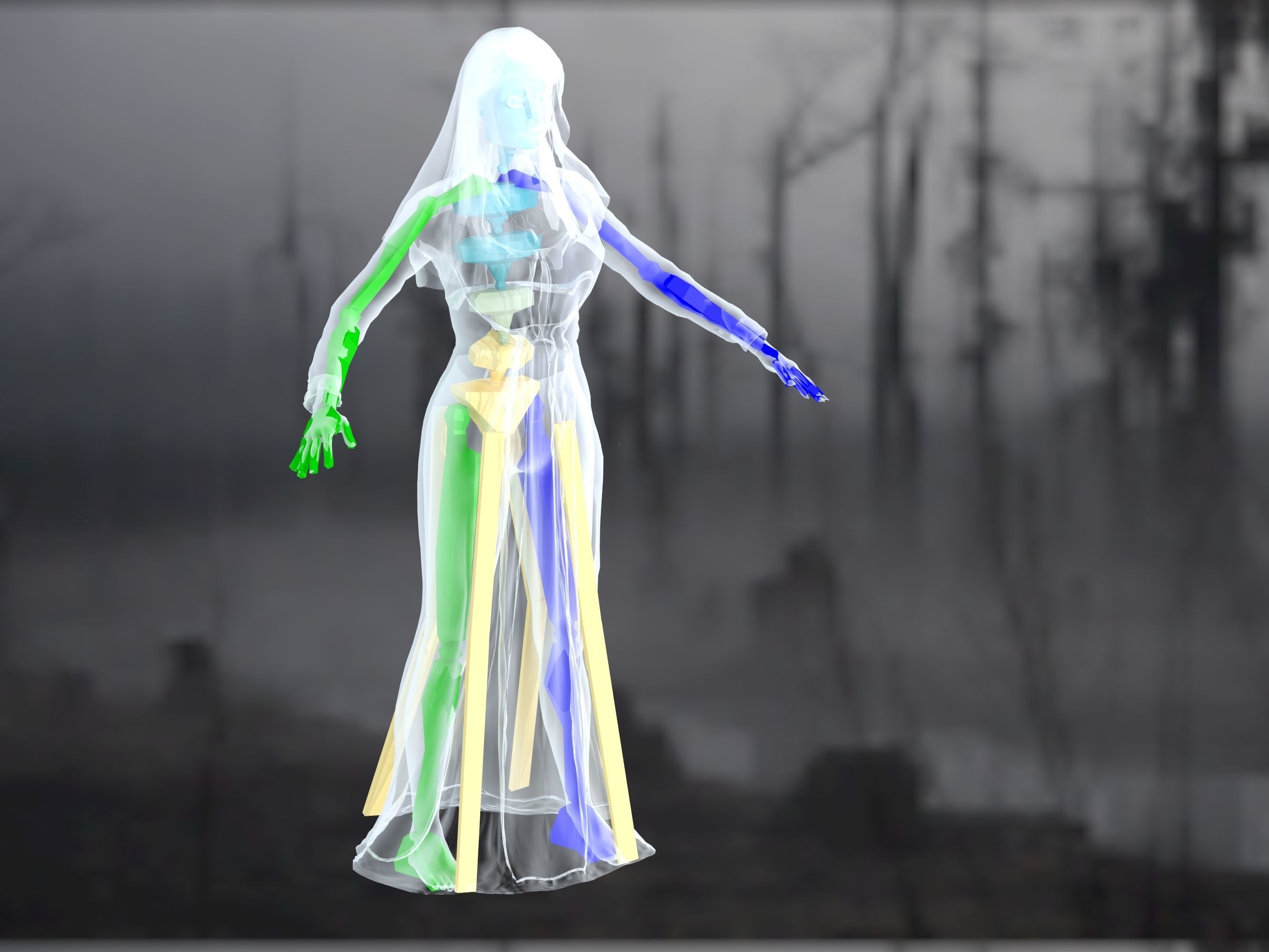 Vampire girl Low-poly 3D model_22