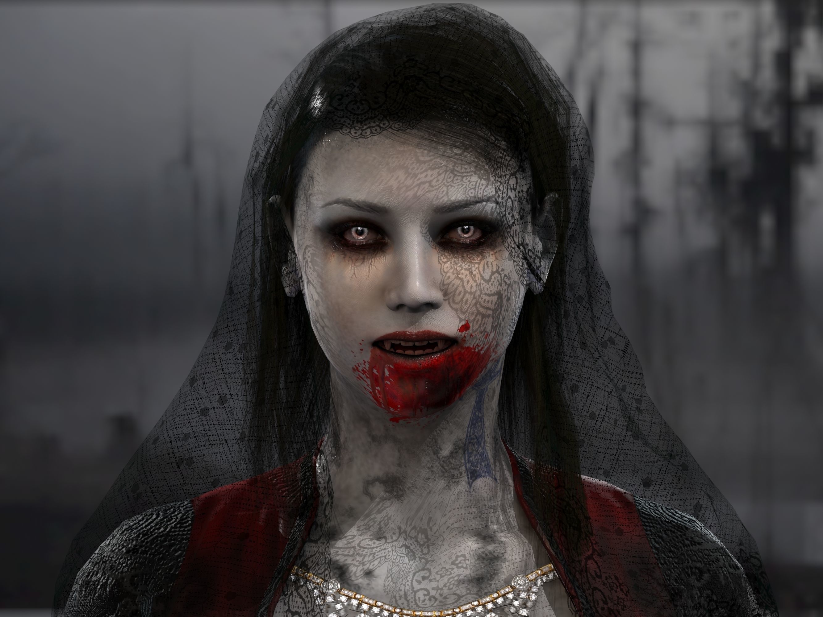 Vampire girl Low-poly 3D model_18