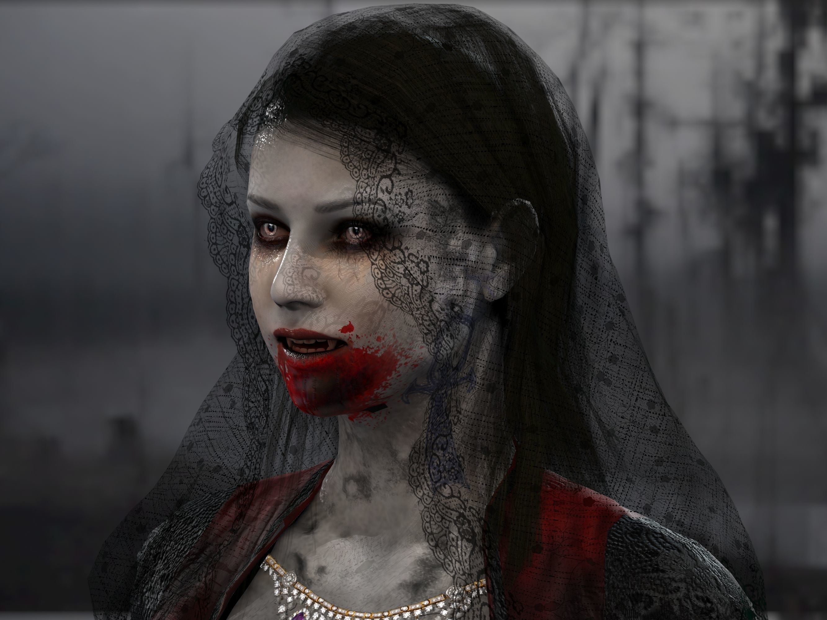 Vampire girl Low-poly 3D model_15