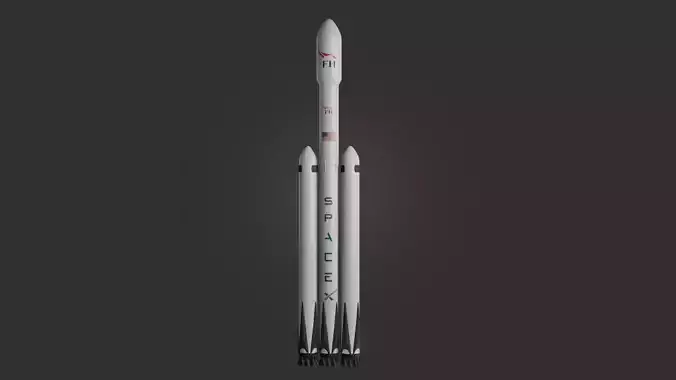 Spacex Falcon Heavy 3D Model Low-poly 3D model