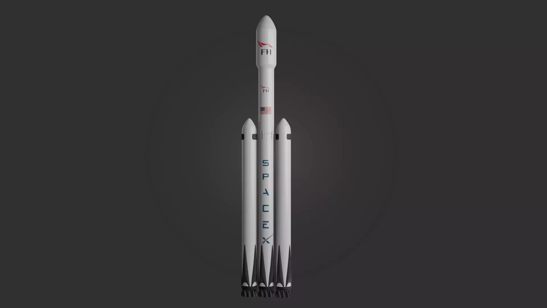 Spacex Falcon Heavy 3D Model Low-poly 3D model_0