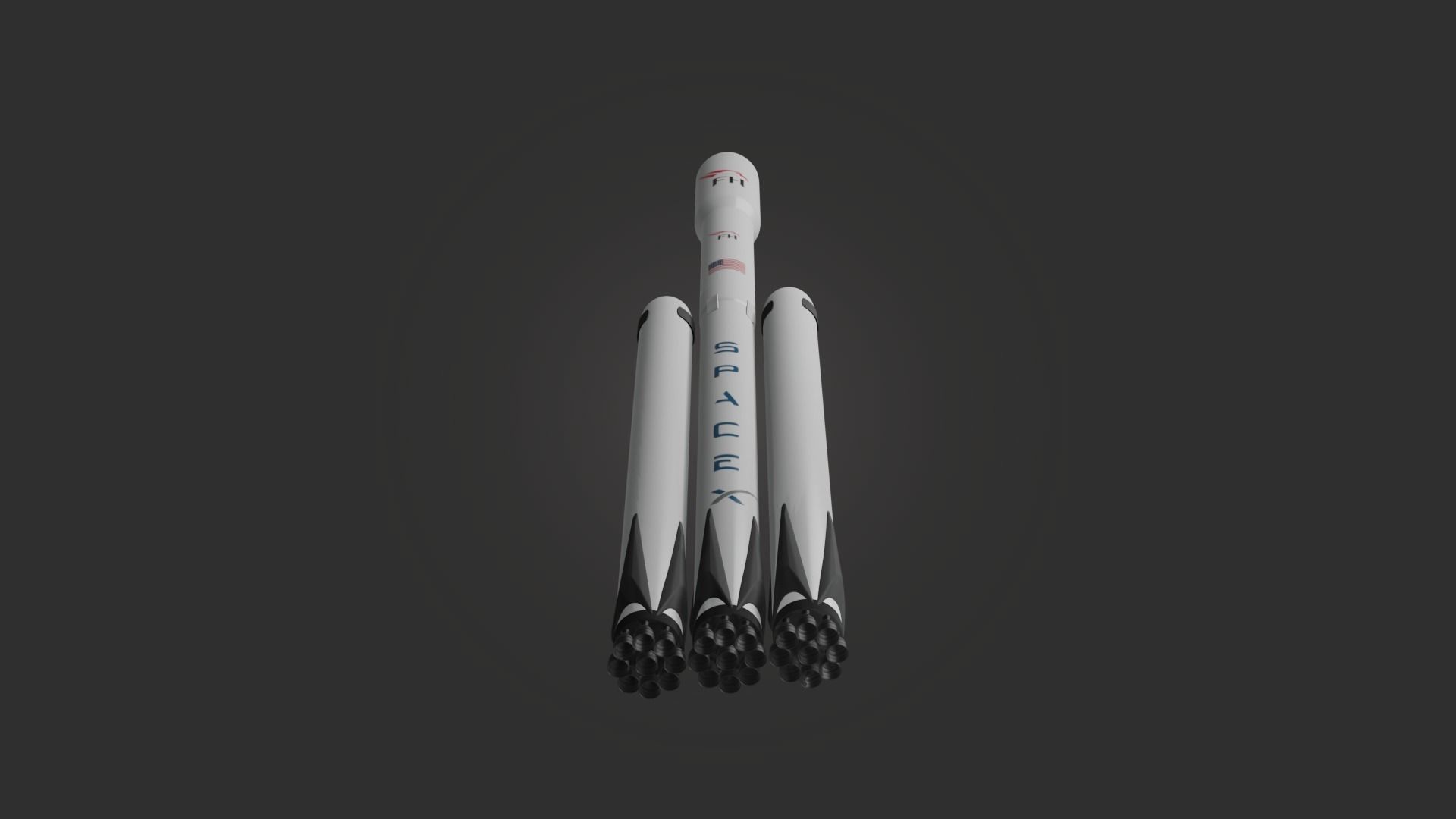 Spacex Falcon Heavy 3D Model Low-poly 3D model_2