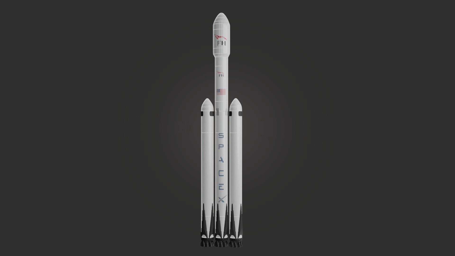 Spacex Falcon Heavy 3D Model Low-poly 3D model_7