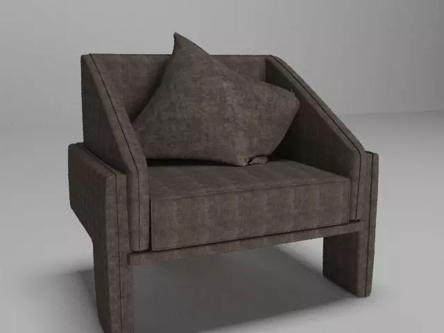 Armchair lounge chair with pillow 3D model_0