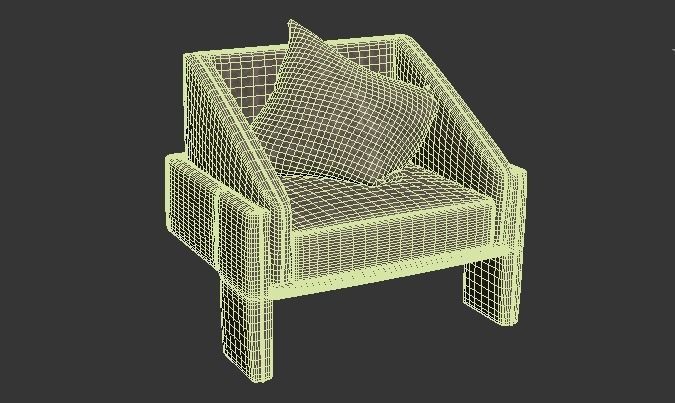 Armchair lounge chair with pillow 3D model_1