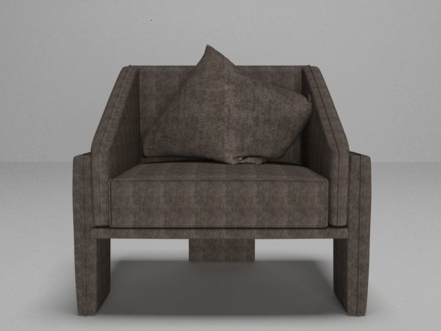 Armchair lounge chair with pillow 3D model_2