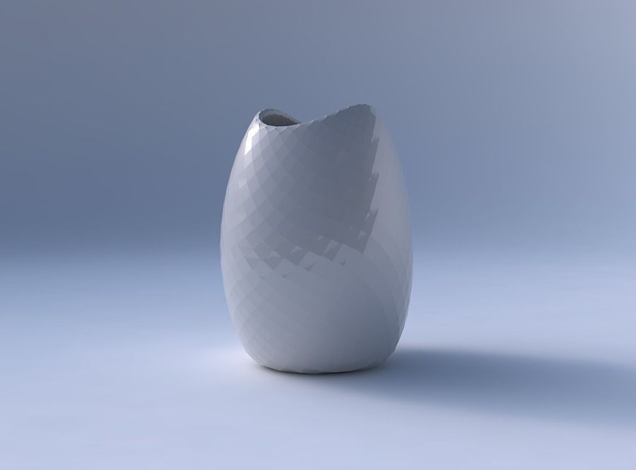 Bowl compressed with diagonal grid pattern 3D print model_4