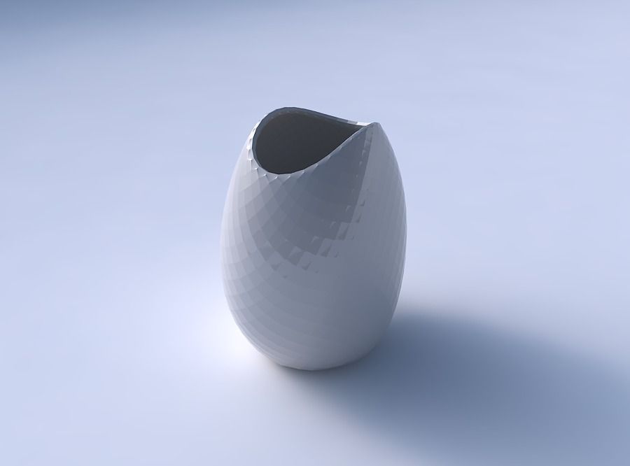 Bowl compressed with diagonal grid pattern 3D print model_3