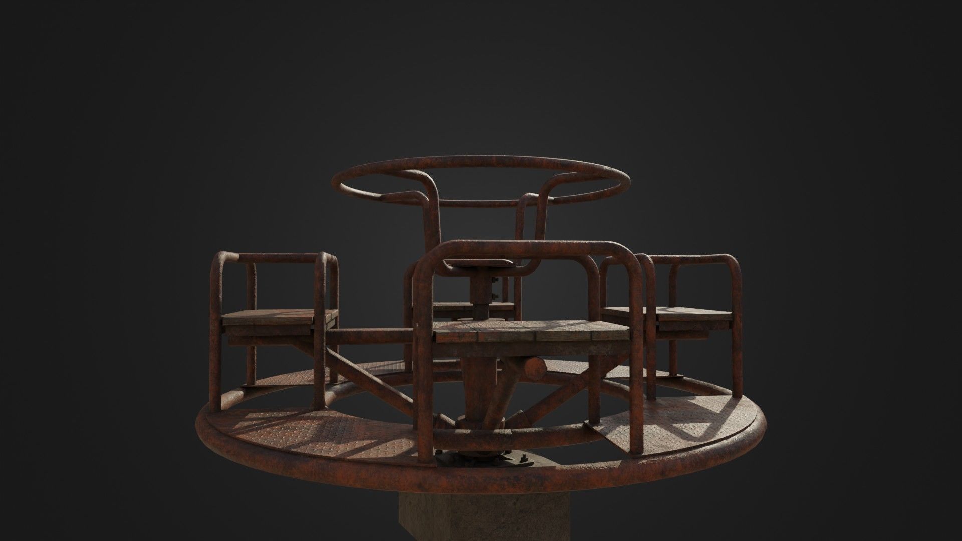 Old Worn Merry Go Round Low-poly 3D model_12