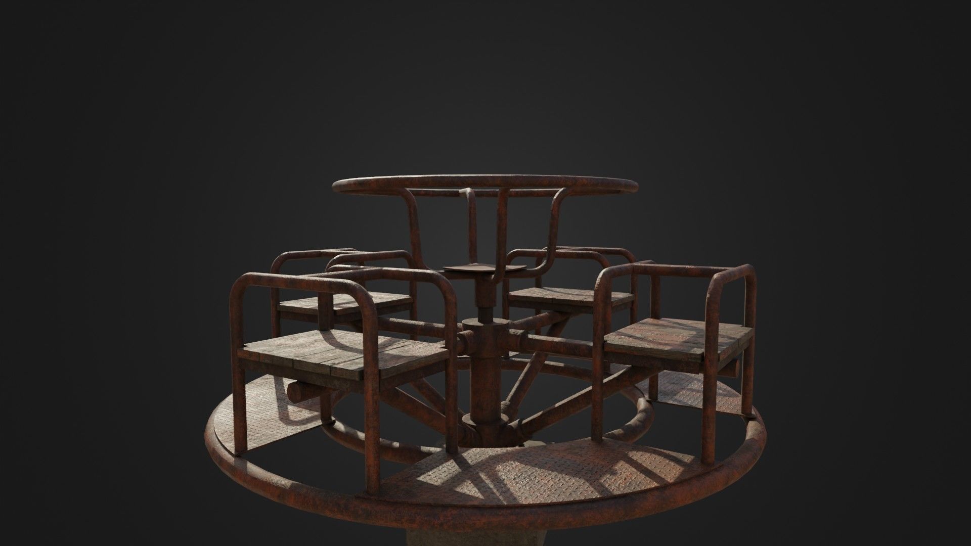 Old Worn Merry Go Round Low-poly 3D model_17
