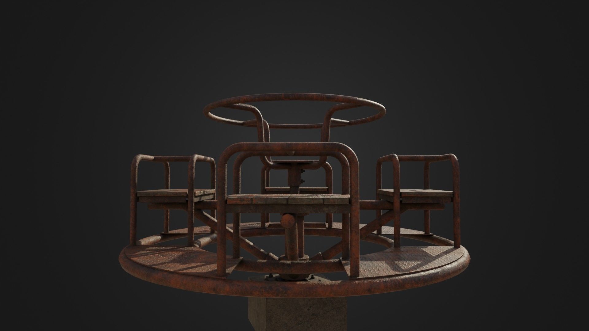 Old Worn Merry Go Round Low-poly 3D model_11