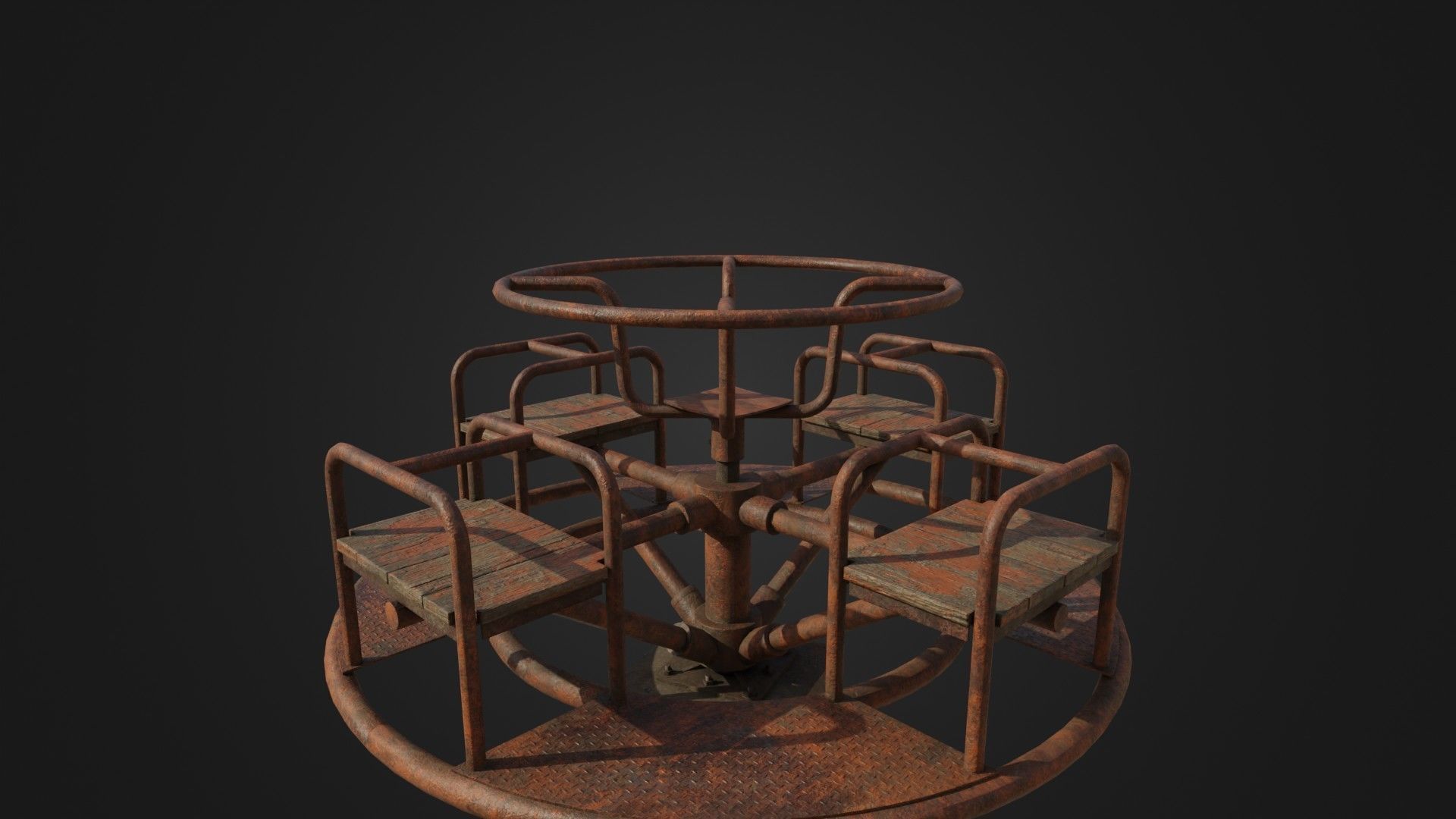 Old Worn Merry Go Round Low-poly 3D model_25