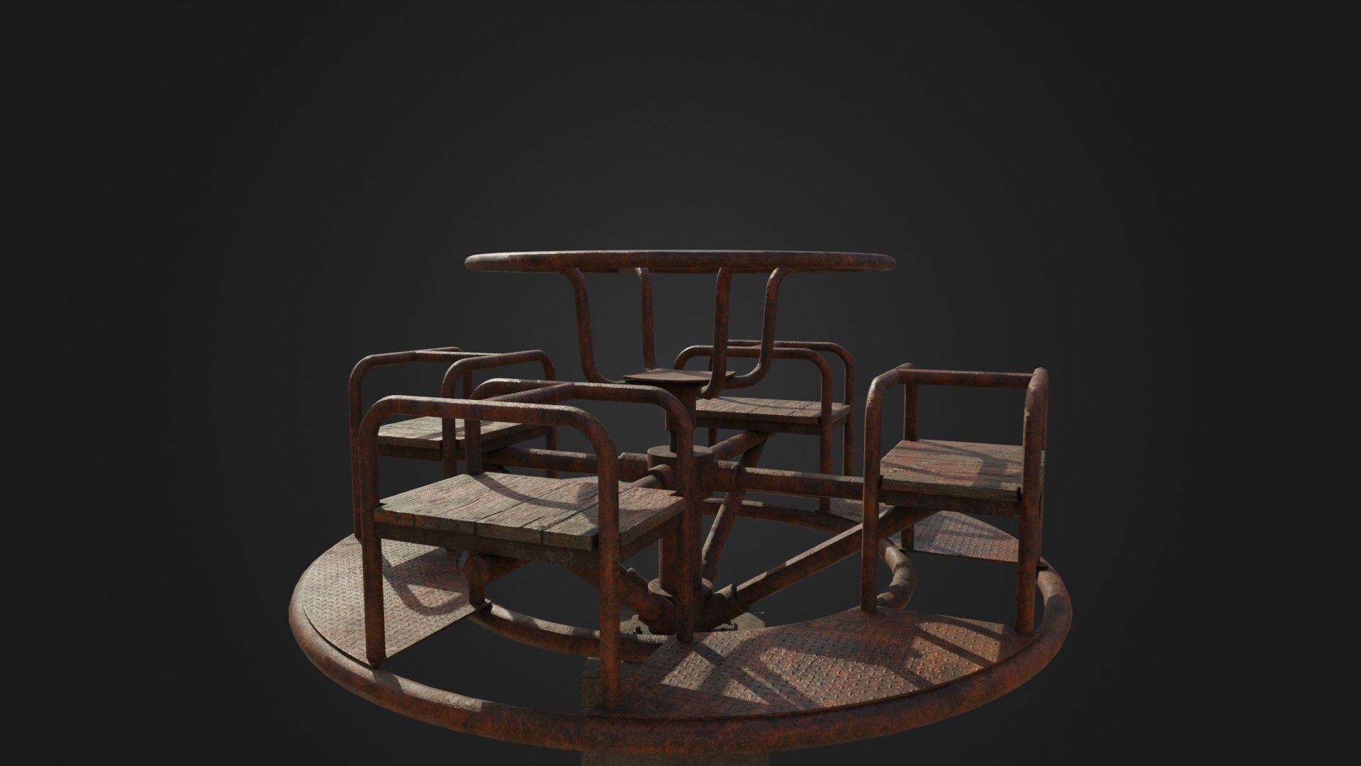 Old Worn Merry Go Round Low-poly 3D model_18
