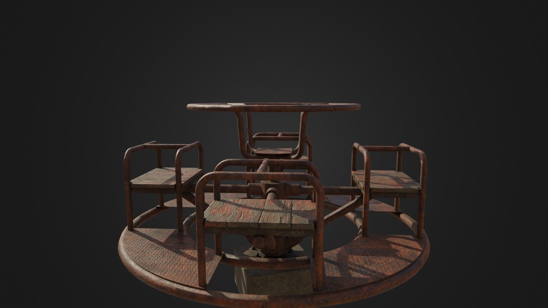 Old Worn Merry Go Round Low-poly 3D model_20