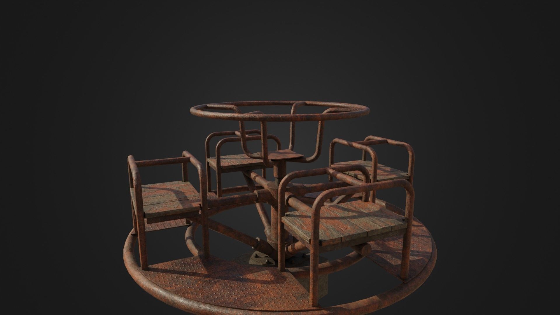Old Worn Merry Go Round Low-poly 3D model_23