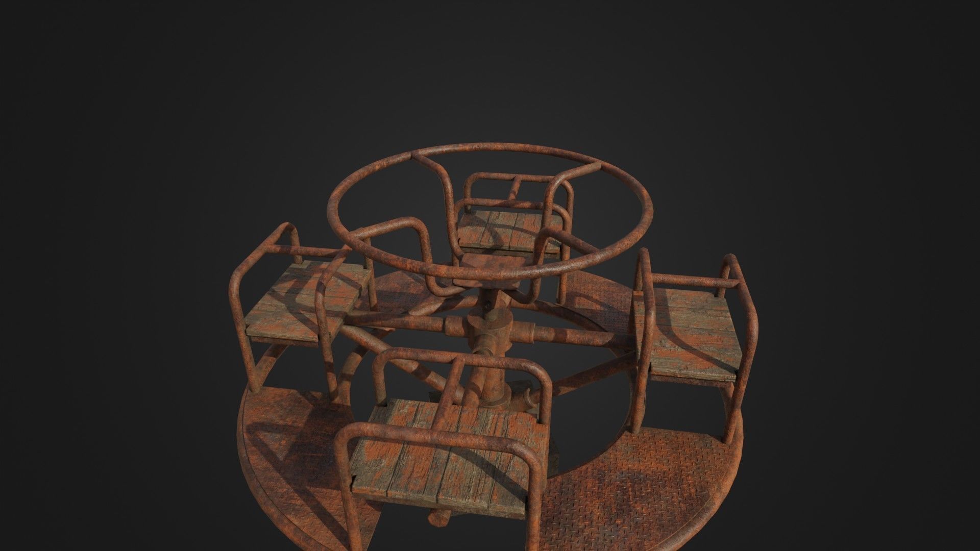 Old Worn Merry Go Round Low-poly 3D model_37