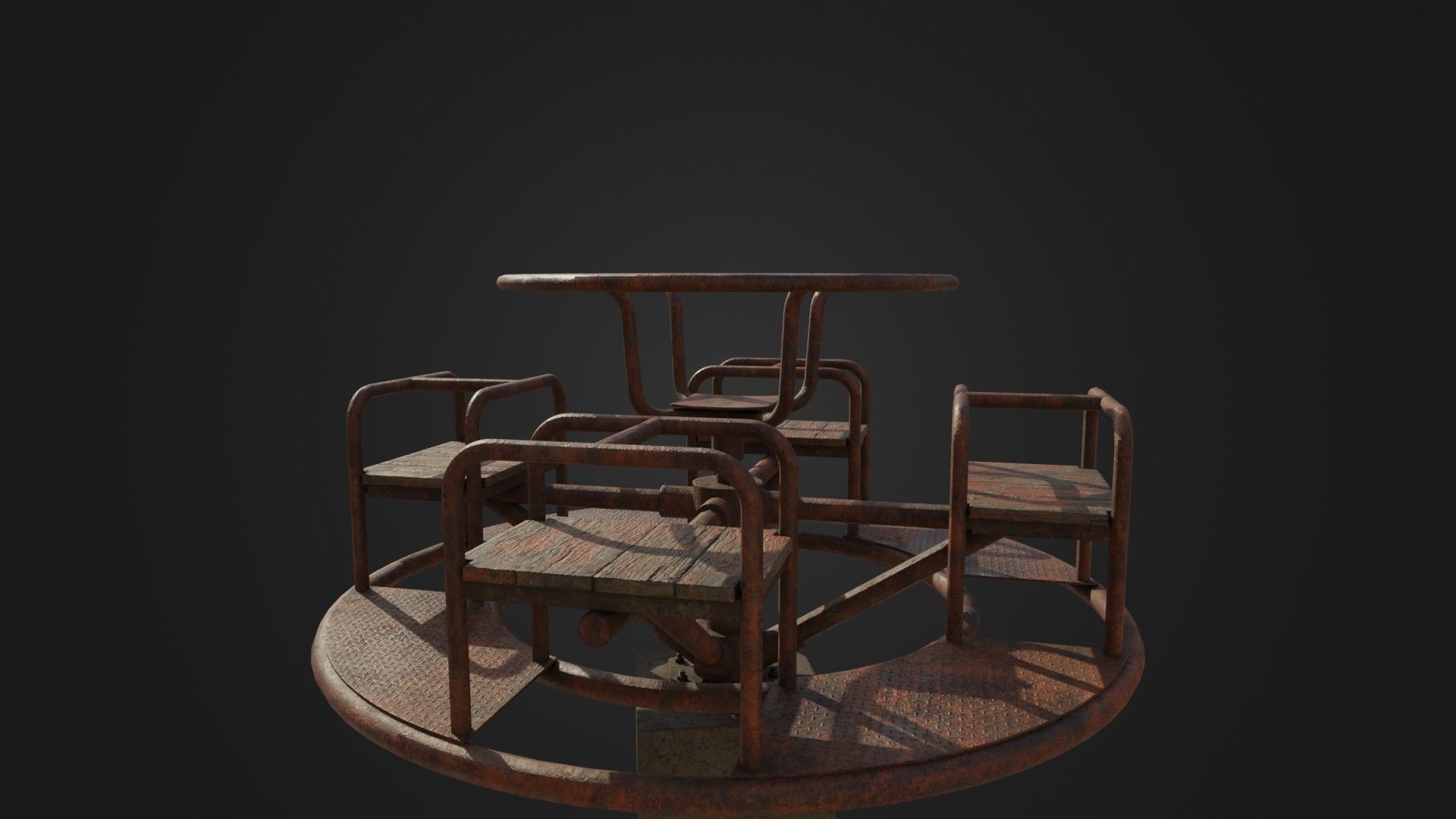 Old Worn Merry Go Round Low-poly 3D model_19